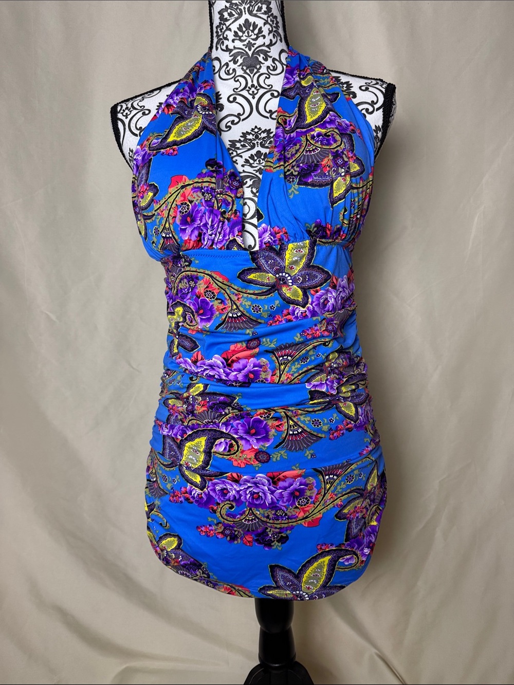 Kathlena Halter Floral One-Piece Swimdress